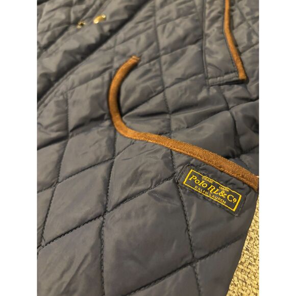 Polo Ralph Lauren Quilted Barn Jacket Navy Brown Corduroy Trim Womens M/M - Picture 5 of 9